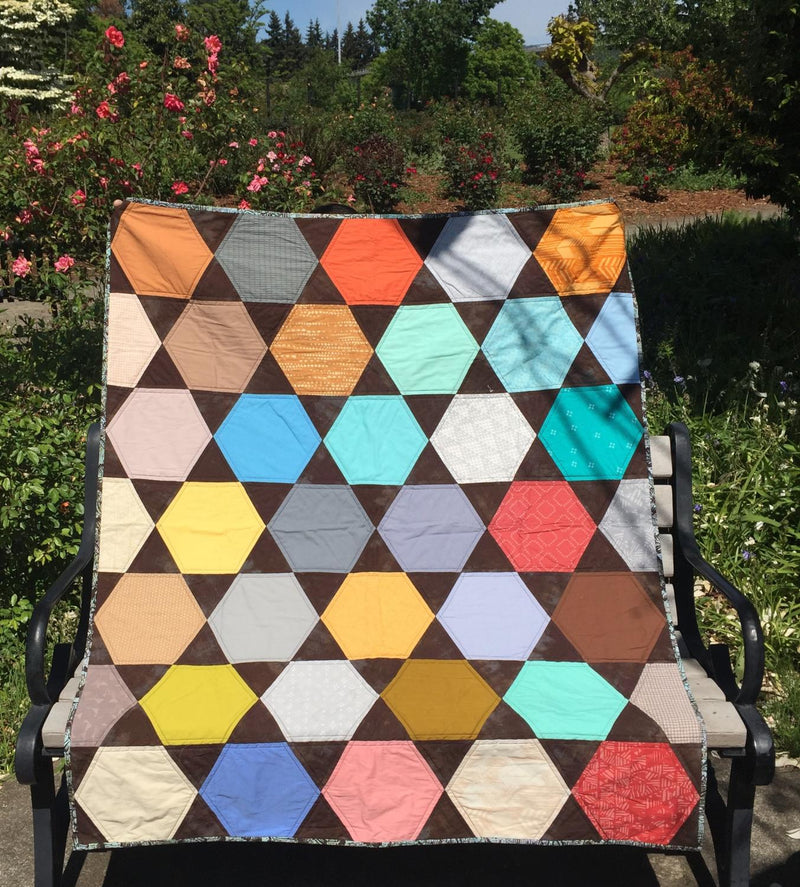 Calling all Hexies Finished Quilt 44" x 52"