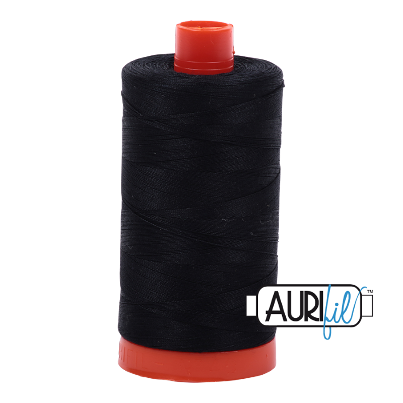 Aurifil Black 50 wt Cotton Thread 1422 yd Spool