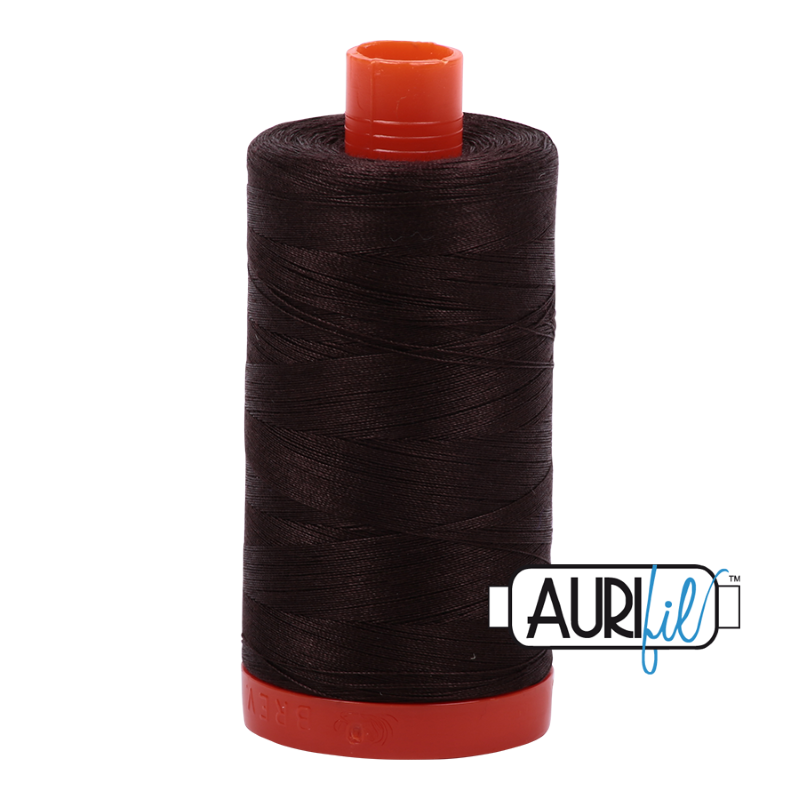 Aurifil Very Dark Bark 50 wt Cotton Thread 1422 yd Spool