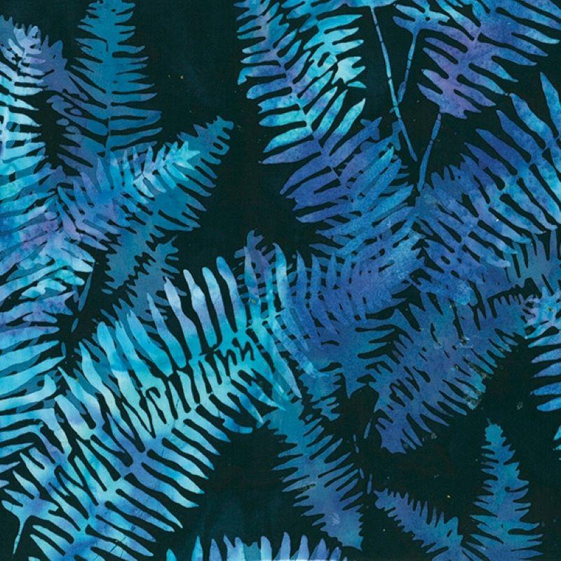 Bali Batiks Fern Leaves Galaxy Blue