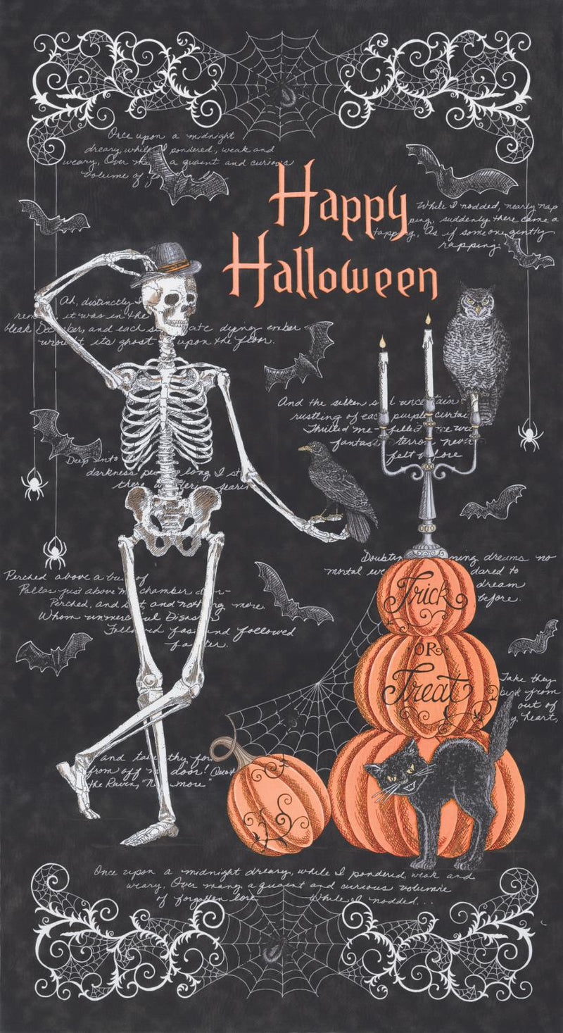 Ghostly Greetings Panel Midnight Black 24 inch x 42 inch