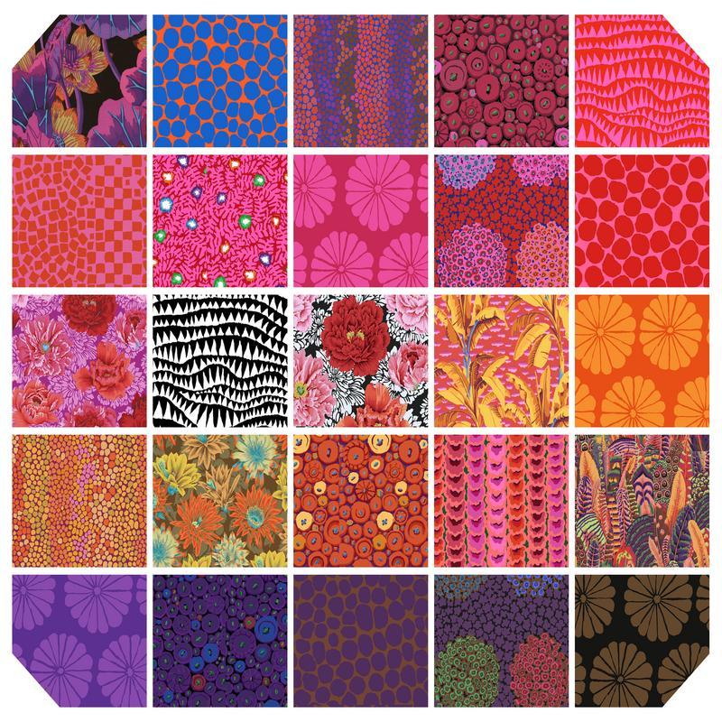Kaffe Fassett Collective February 2021 Collection 5 inch Squares Charm Pak Hot