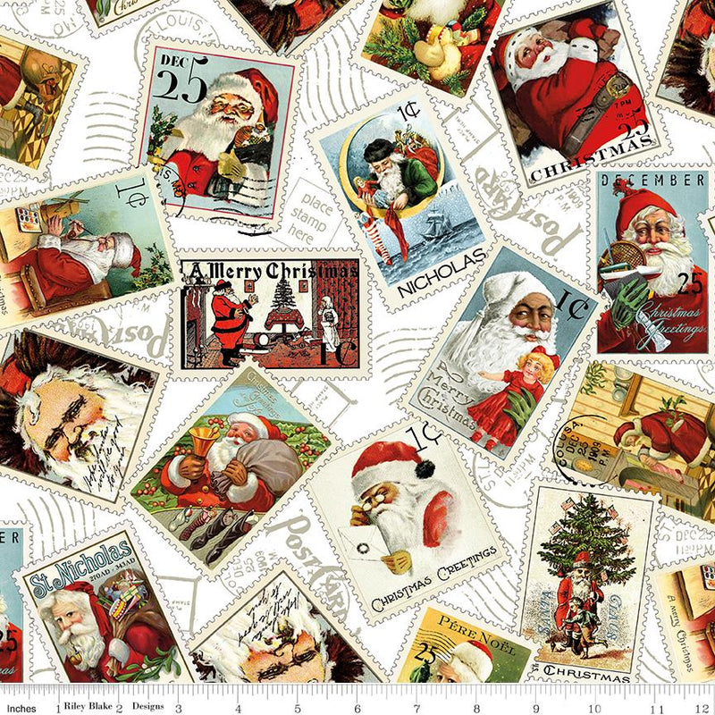 Nicholas Santa Stamps Tossed White